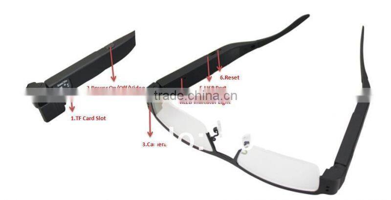 Plain Eyeglasses Hidden Camera Glasses DVR Webcam Digital Video Recorder Glasses Cam Webcam 4GB TF Card 720P JVE 3107D-2