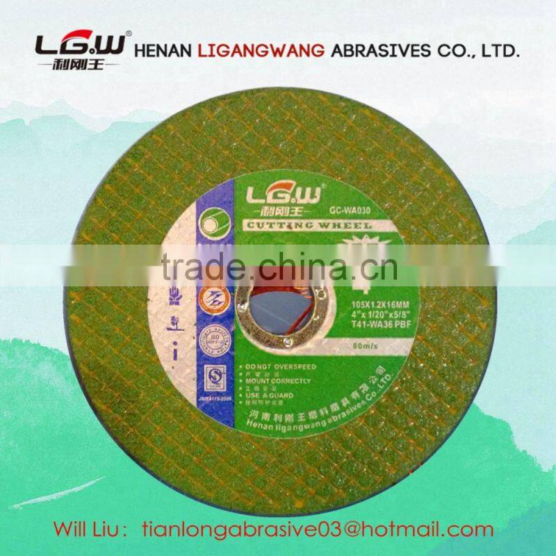 493 LIGANGWNG abrasive 4 inch black cut off wheel for ss inox steel for Thai market