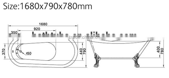 SUNZOOM UPC/cUPC certified acrylic bathtub shell, popular show bath tub, freestanding classic bathtubs with clawfoot