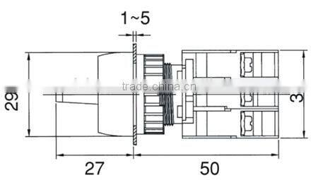 22mm IP65 Waterproof 3 Position Spring Return Long Lever Illuminated Selector Switch Neon/LED (GLSRL223)