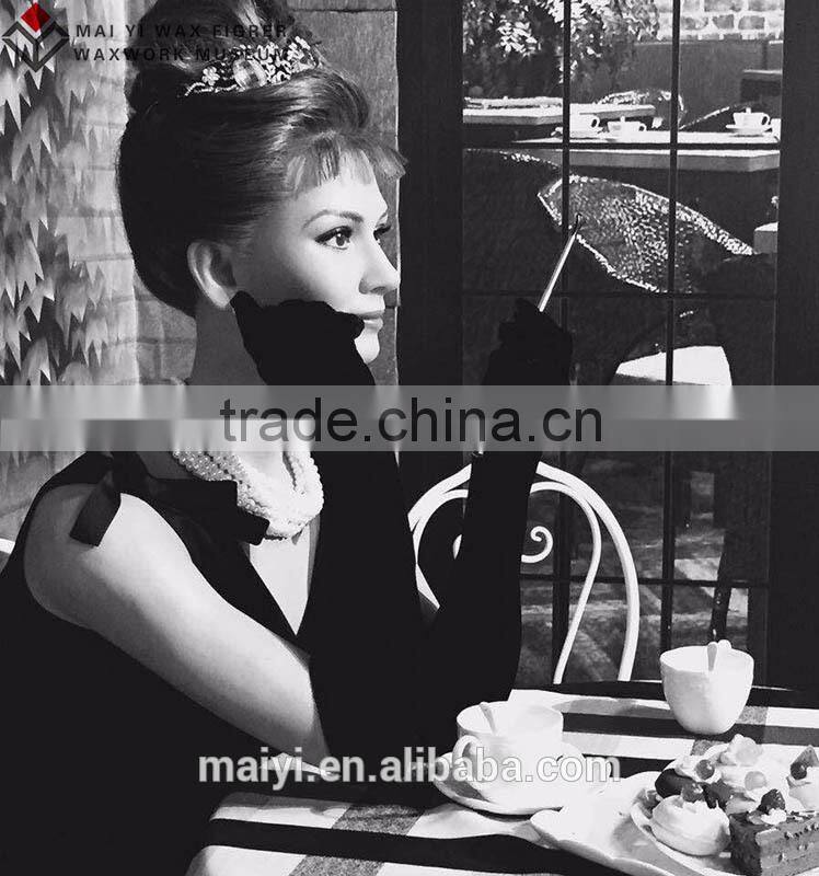 2015 hot sale artistic silicone statue of classical star Audrey Hepburn