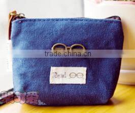 Korean retrostyle canvas coin bag/coin purse with metal decorate