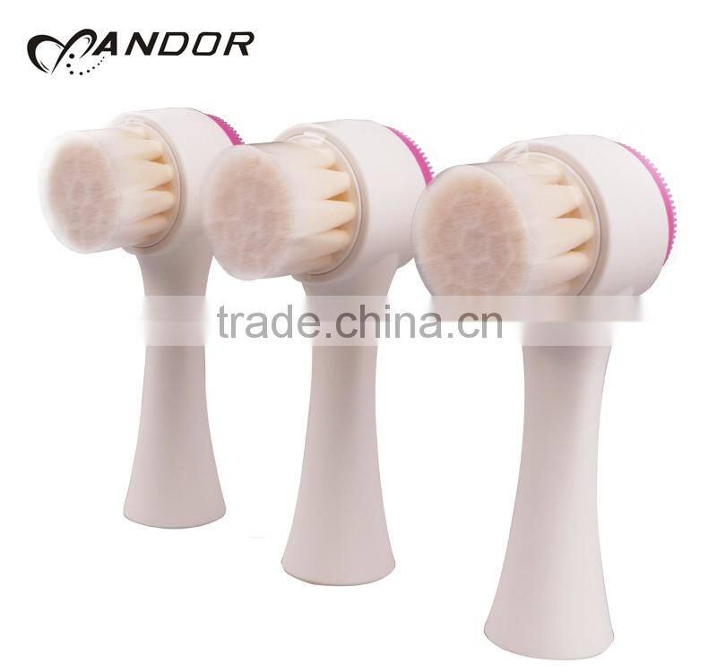 Hot selling soft synthetic hair silicone rotating facial brush