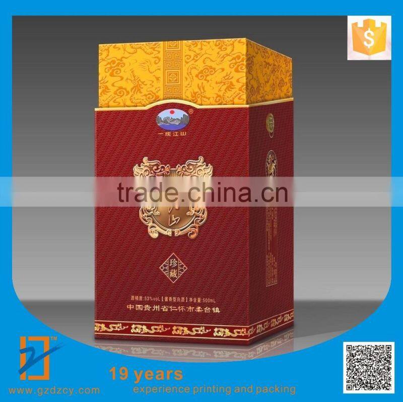 Fancy Four Color Printed Wine box Wine Bottle Packing box single bottle wine box
