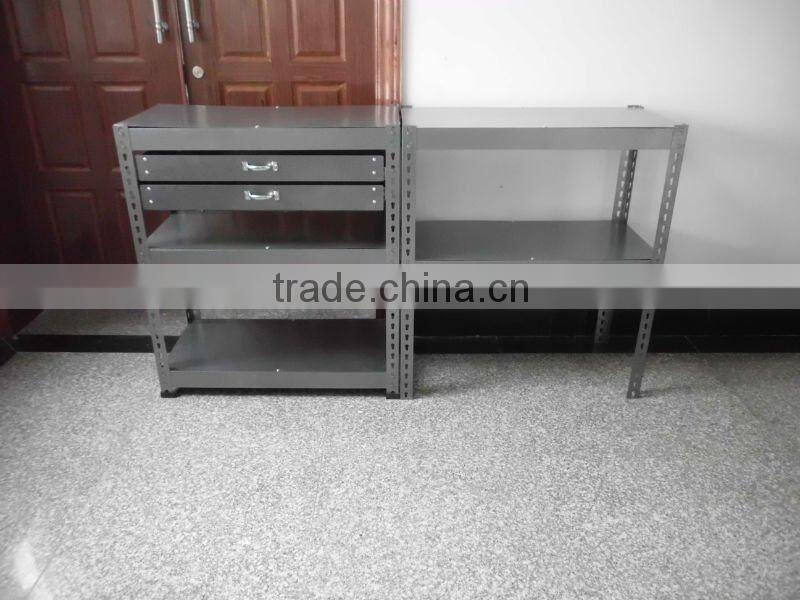 Metal storage shelf with two drawers