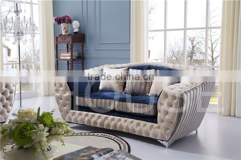 High quality post modern living room furniture sofa with crystal buttons/Chesterfield leather/fabric sofa AL044