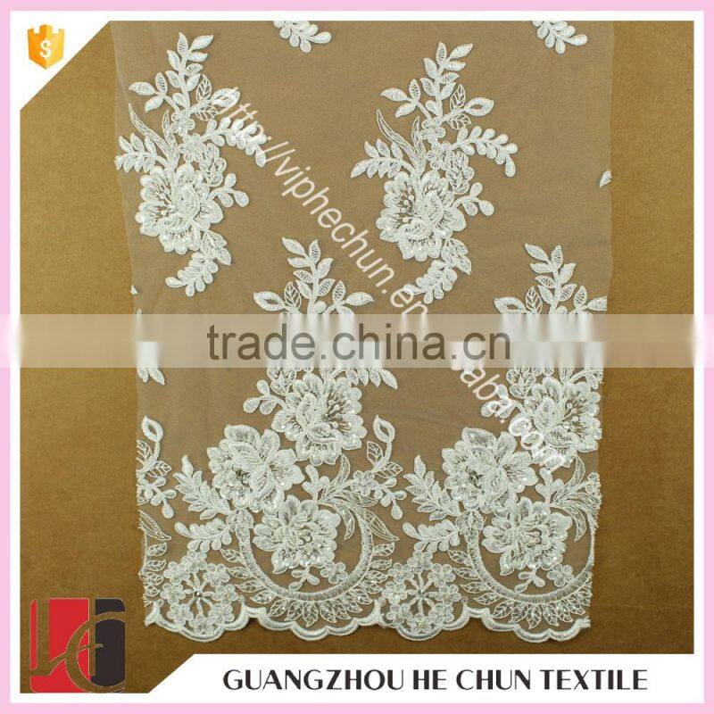HC-5676-1 Hechun Sew Stone Bead Ivory Bridal Lace Fabric for Wedding Dress 2016