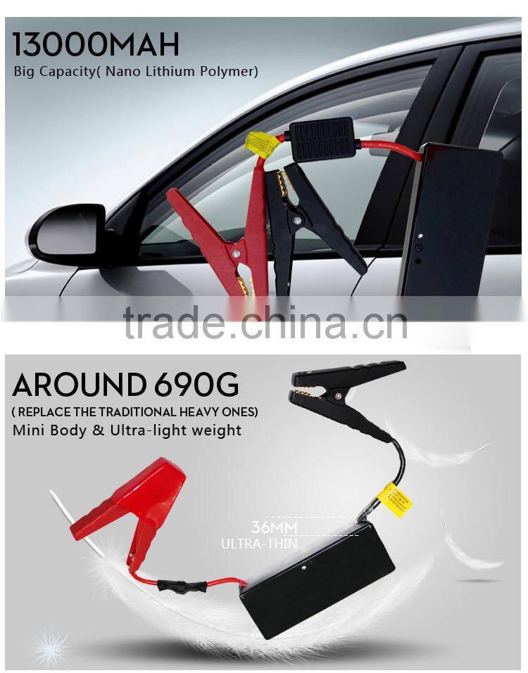 13000mAhLi-Nano Lithium Polymer jump starter for cars multi-function car jump starter