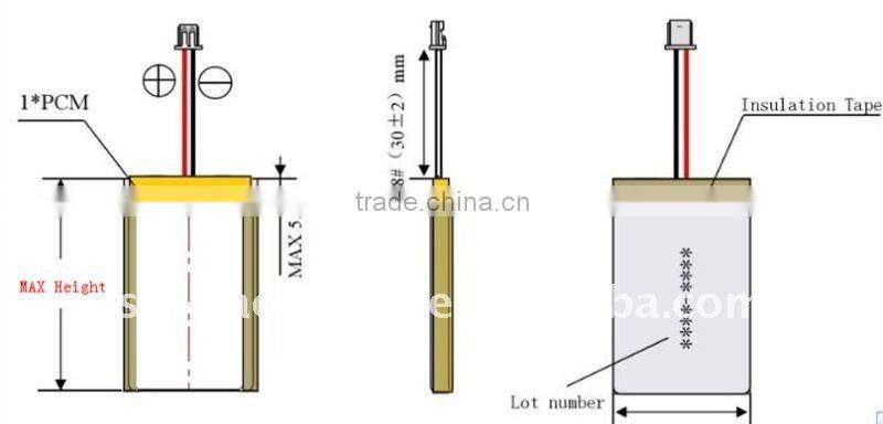 3.7V Rechargeable MP4 Li-polymer Battery