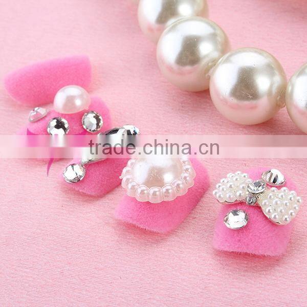 Artificial fingernails designed nail art tips,art nail with velvet