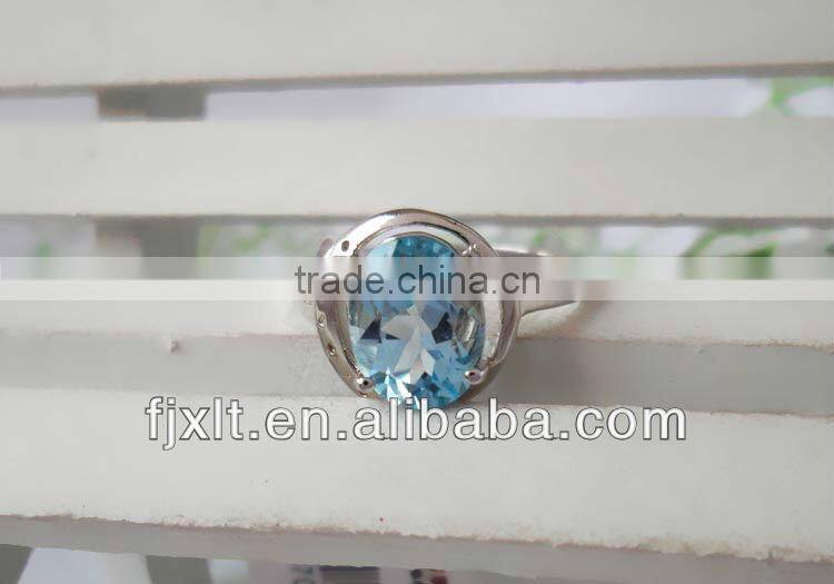 Latest Romantic 925 Sterling Silver Blue Topaz Jewelry Engagement Ring
