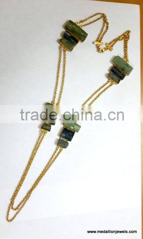 Rough Stone Vermeil Necklace, 925 Sterling Silver with Rough Gemsstone Necklace Gold Plated, Designer Necklace