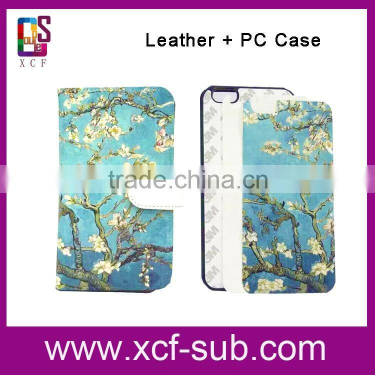 Wholesale Custom Design Light Weight Bulk 2D flip Blank Sublimation leather Mobile Phone Case For iphone6s