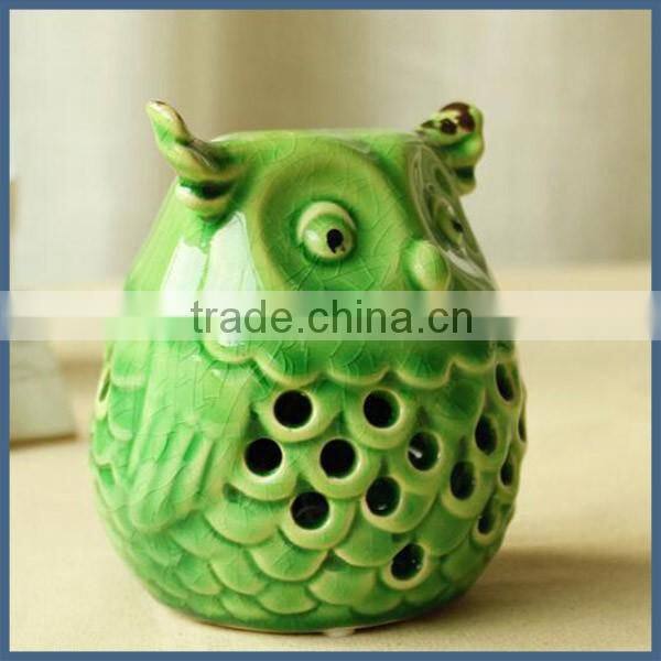 Wholesale home decoration blue ceramic porcelain owl