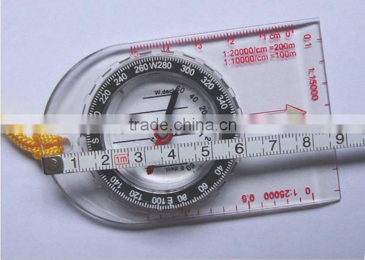 Outdoor sports gift plastic compass for kids hiking and camping with rope