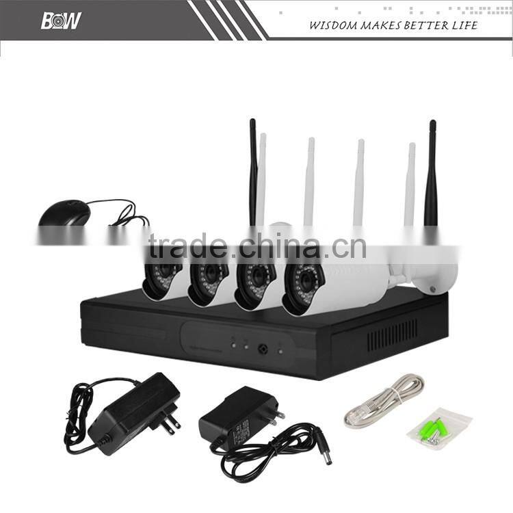 4 Channel NVR 720P 1.0MP Wireless Onvif P2P Indoor IP Security Cameras System Kit