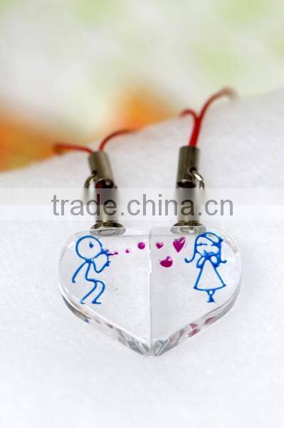 2015 Hot sale couple crystal clock pendant unisex clock pendant in 2 parts