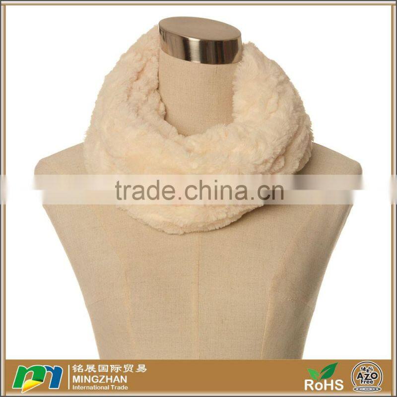 Super Soft Soild Color Faux Rabbit Fur Infinity Loop Scarf