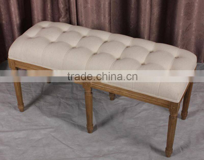 antique french style upholstery fabric tufted wooden frame bed end stool