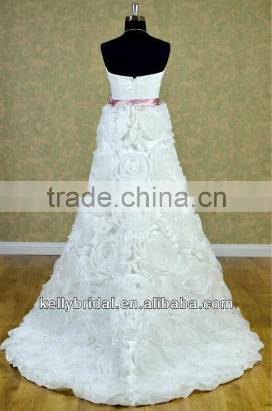 New style strapless intensive hand make flowers discount bridal gown