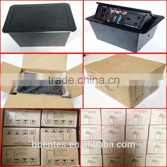 Hydraulic Pop Up Desktop Power Socket with Bottom Connection Interface