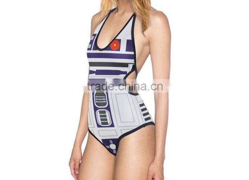 BSC087 Hot open young girl sexy one piece printing triangle bikini swimwear