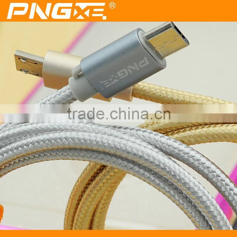 China alibaba cable manufacturer pngxe 2015 fast charging braided charger data cable with usb 3.0 aluminium micro usb cable