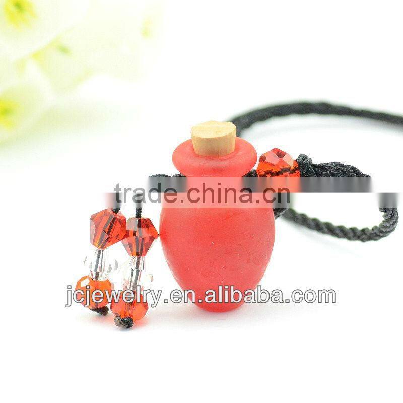 Amber Glass Bottle Vial Stopper Round Charm DIY Jewelry Necklace Focal Beads