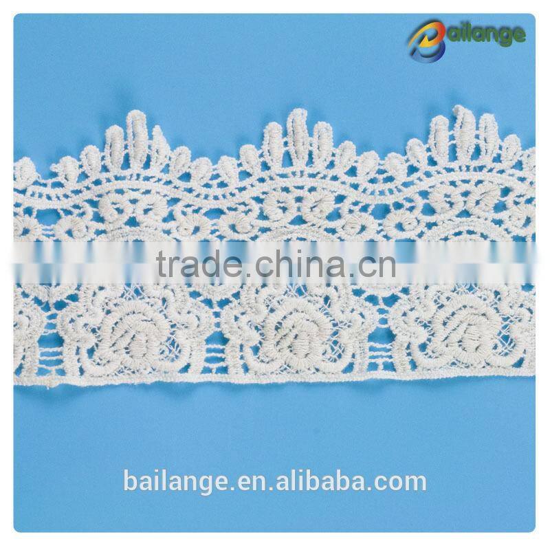 2015 pop top New Arrival Embroidered water soluble 100% cotton embroidered lace for clothes