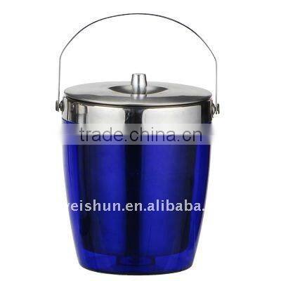 colorful double-wall stainless steel ice bucket with lid