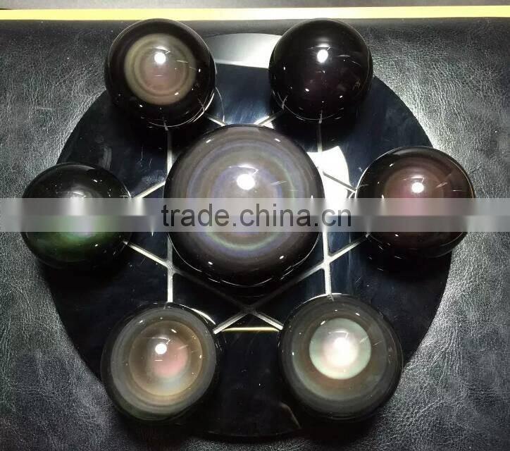Hot sale nature crystal amazing rainbow obsidian sphere/ball seven star for home decoration