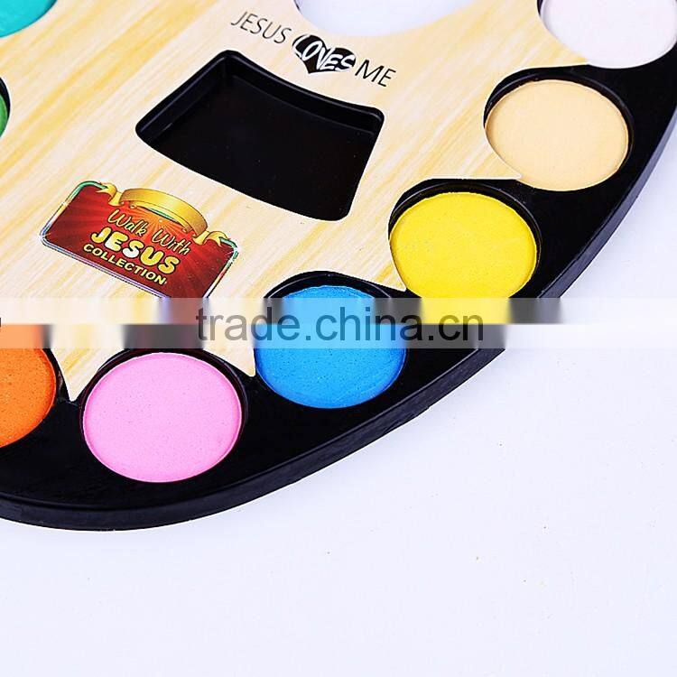 2016 New Design Solid Water Color Cake With Plastic Palette, Children Drawing DIY Watercolor With Brush