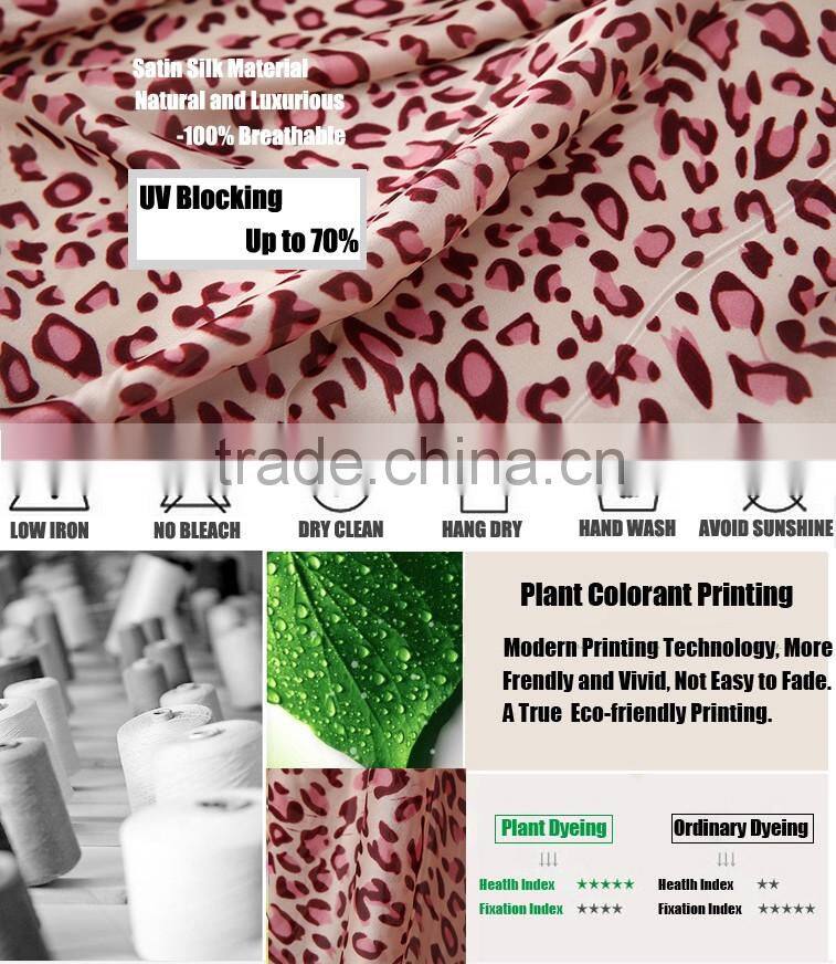 Degital Printed Oversize Leopard Ladies Women's Silk Neck Shawl and Scarf