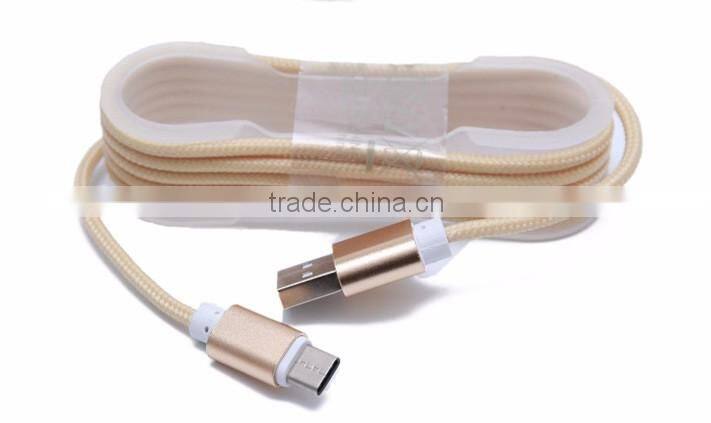 Metal Nylon Woven USB Cable with blister type c usb cable Pure copper wire