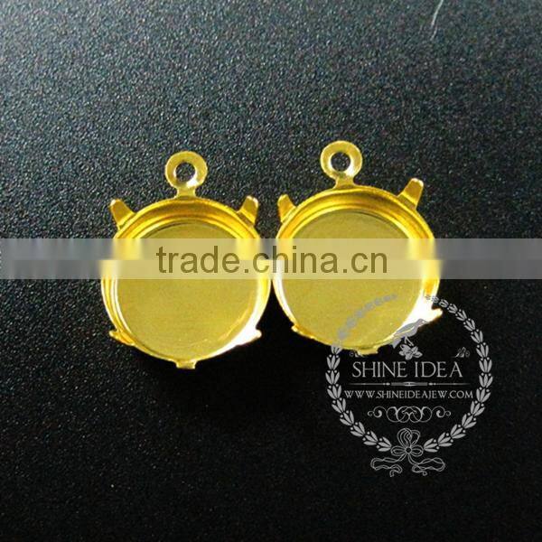 12mm setting size silver plated vintage style round bezel tray DIY pendant charm supplies 1411118