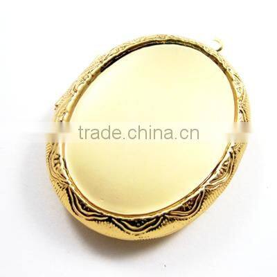30x40mm gold plated brass oval big bezel tray setting photo locket pendant charm DIY supplies 1126005