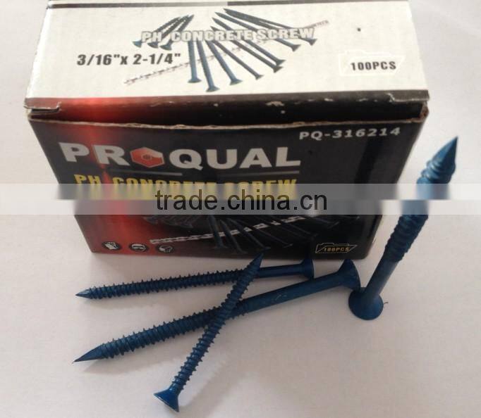 Flat Head Bule Ruspert with high-low thread Concrete Screw