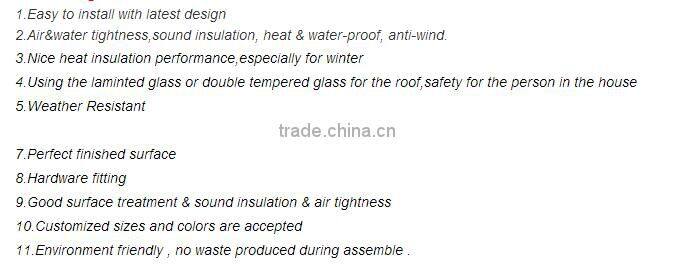 Modern design aluminum alloy glass house,green house, sunroom/wood-aluminium composite sunroom