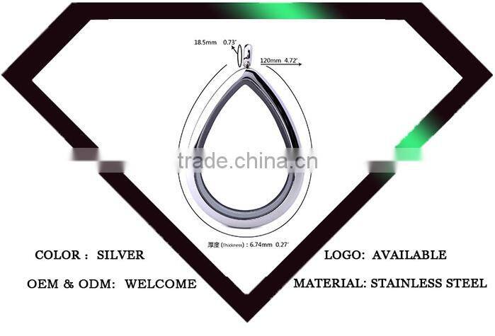 silver tear drop lockets living glass floating locket with crystal pendant