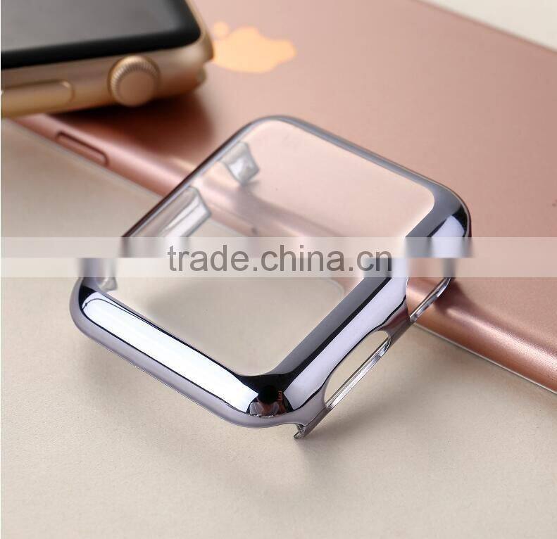 Electroplate Hard PC Case Cover With Protective Film For Apple Watch i Watch 38mm 42mm Shell Shockproof Frame Cover Shell