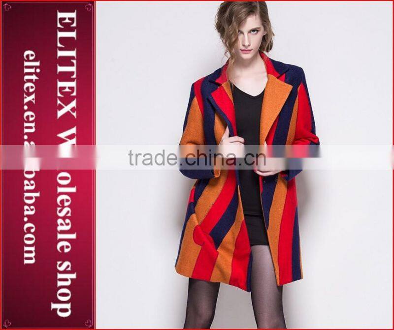 2015 HOT Unique Fashion Blue Jacquard ladies overcoat designs Winter Dress