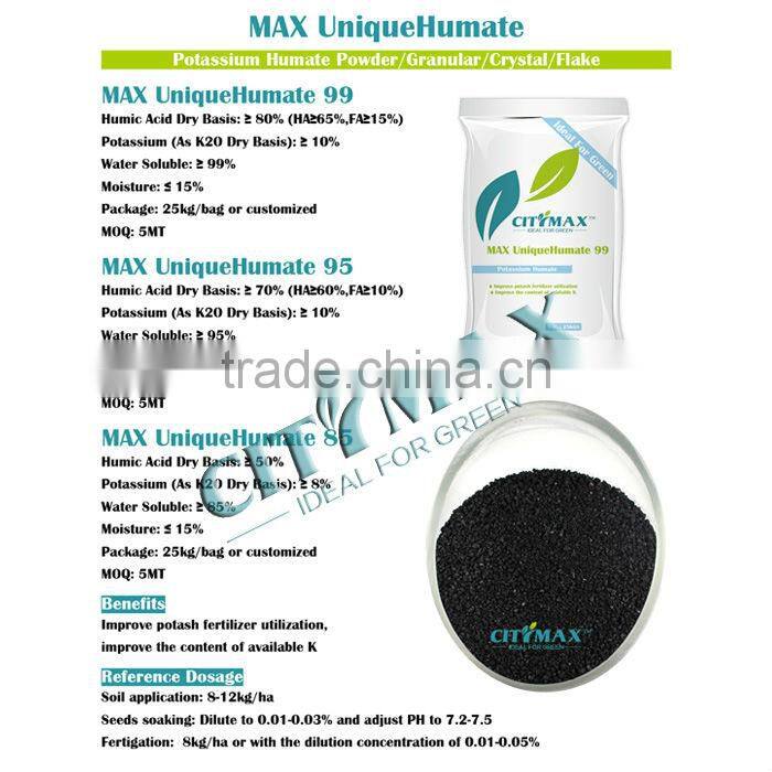 100% Water Solubility of Potassium Humate