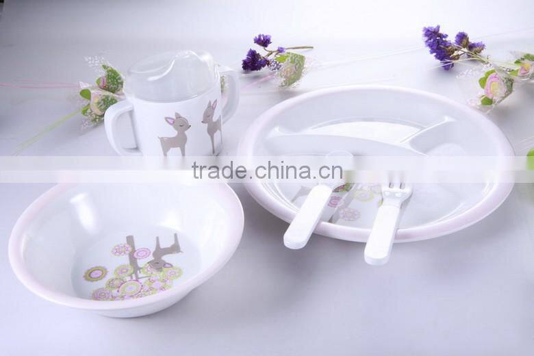 Food grade fancy melamine children dinner set bowl spoon set