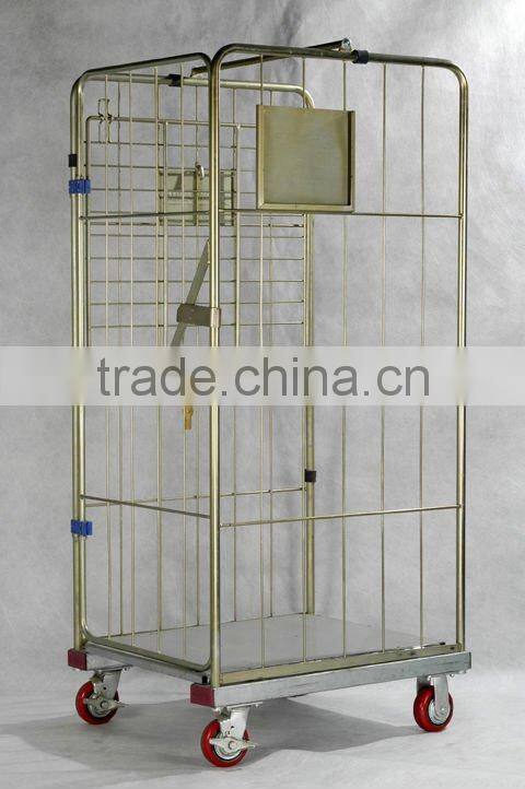 Z base nestable cage trolley/roll container