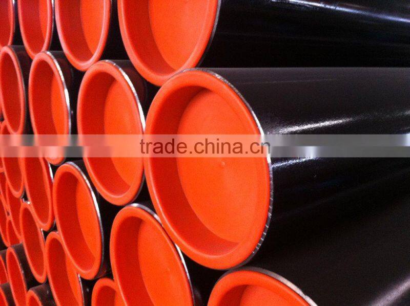 api 5l/astm a53 black erw steel pipe end with caps