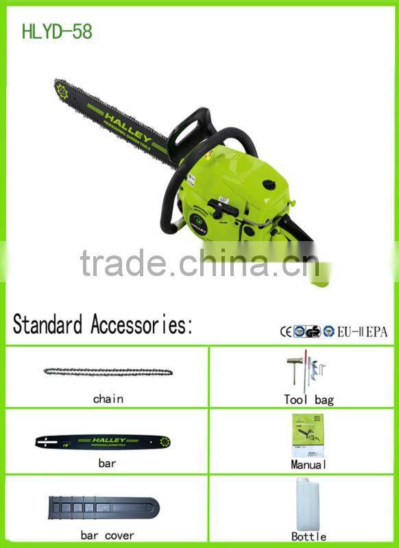 2015 newest green cut chainsaw 5800 with CE/GS/EMC/EU-2 certification