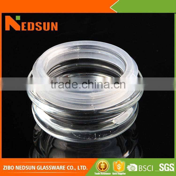 Clear different size glass candle jar with lid