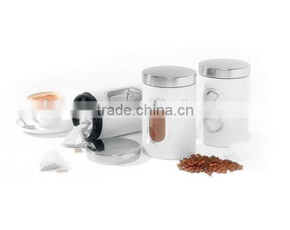 Multi-purpose White Stainless Steel Kitchen Storage Jar Set