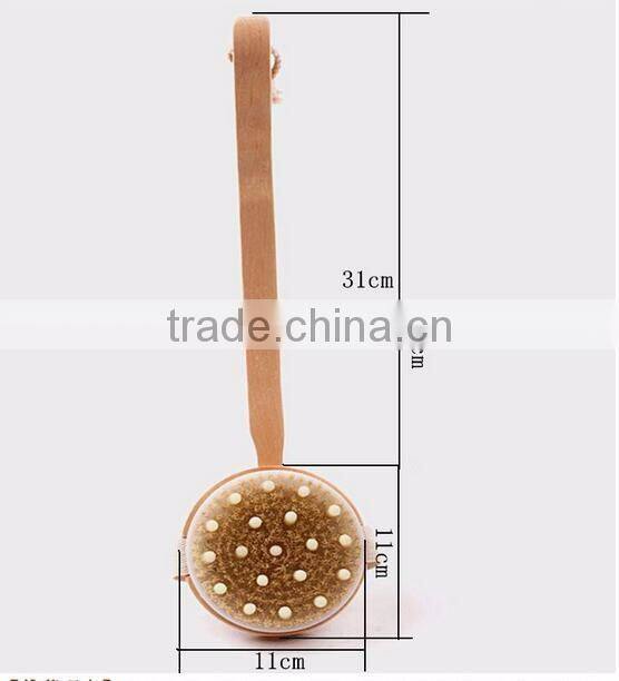 cy301 Extra Long Curved Handle Wooden Back & Bath Brush with Natural Bristle and massage