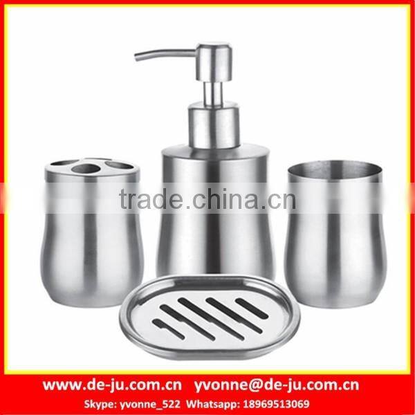 Stainless 4Pcs Bathroom Soap Dish Toothbrush Holder Set
